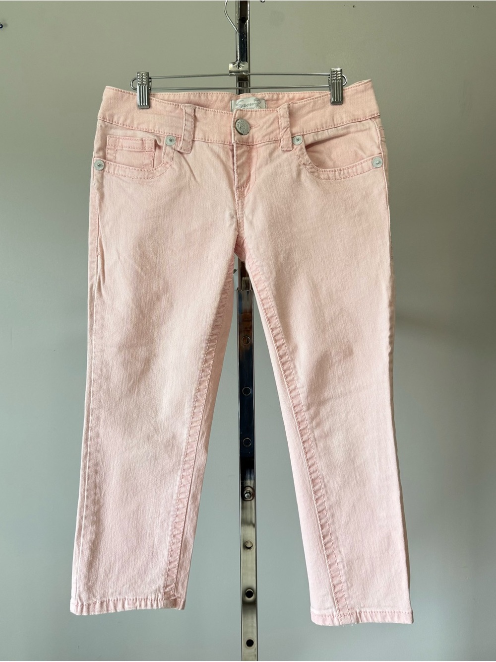 Seven7 Pink Distressed Low Rise Skinny Jeans Size 2 EUC